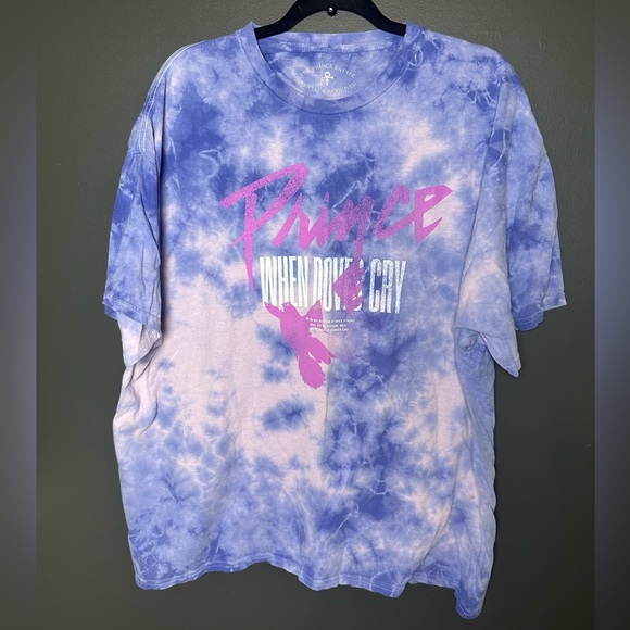 Prince | Blue Tie-Dye Tee w/ Pink | When Doves Cry | 1X - Picture 1 of 5